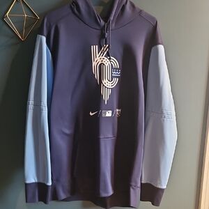 Nike Men's Navy and Light Blue Hoodie